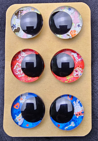 3 Pair Set of 30mm - Alice in Wonderland Themed - DROP