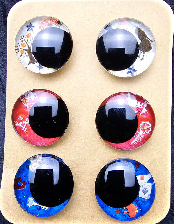 3 Pair Set of 25mm - Alice in Wonderland Themed - DROP