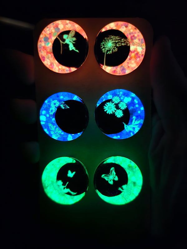 3 Pair Set of 30mm - Glow In The Dark Fairies - DROP