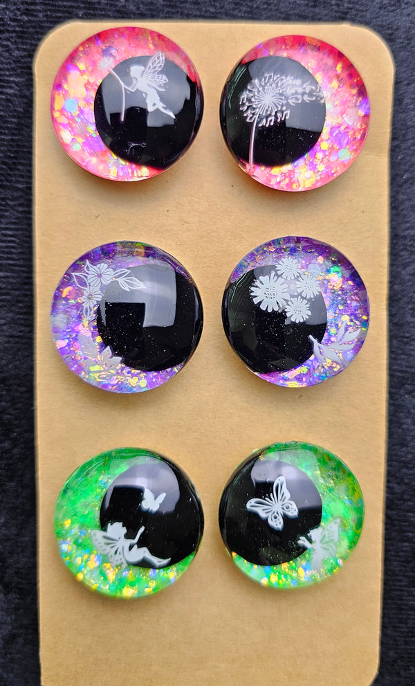 3 Pair Set of 30mm - Glow In The Dark Fairies - DROP