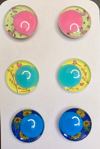 Floral 3 Pair Set of 25mm - DROP