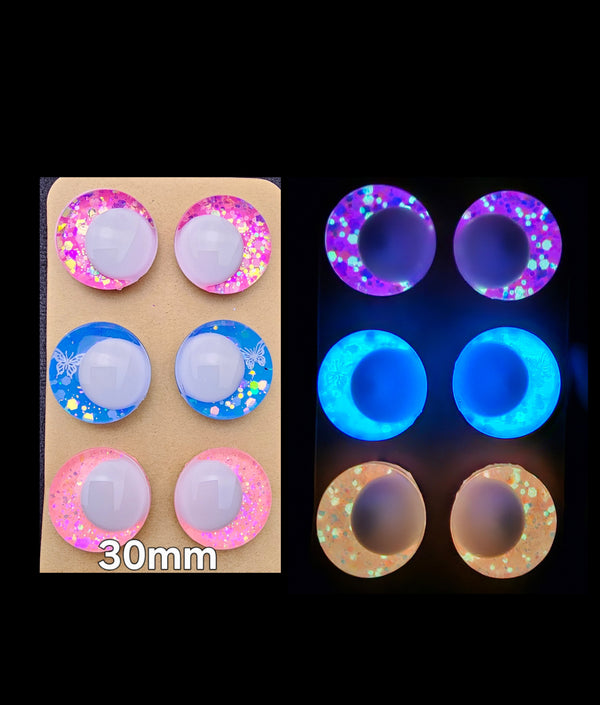 3 Pair Set of 30mm Glow in-the-dark - DROP