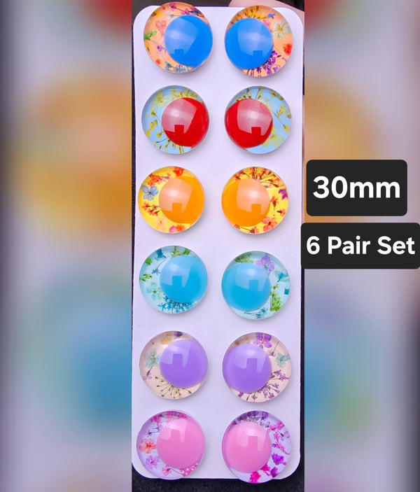 Floral 6 Pair Set of 30mm - DROP