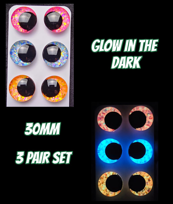 3 Pair Set of 30mm Glow-in-the-dark - DROP