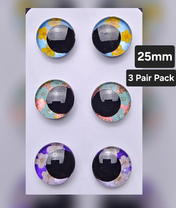 Floral 3 Pair Set of 25mm - DROP