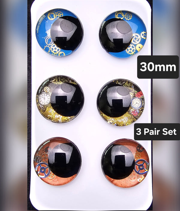 Steampunk 3 Pair Set of 30mm - DROP